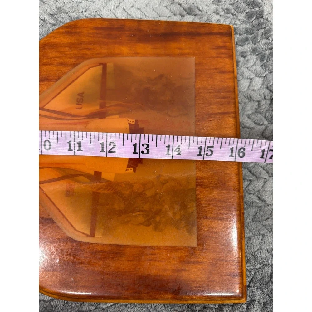 Vintage NASA Space Shuttle Wood Wall Plaque 3D Orange Resin Art 16.5 Inch USA